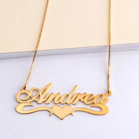 Custom Name Necklace With Heart Down