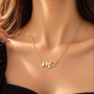 Gold Initial Necklace for Her with Personalized M and Heart Design in Stylish Finish