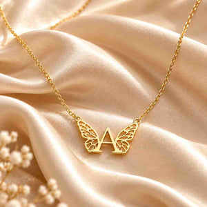 Gold Initial Necklace for Women with Butterfly Design featuring the letter A