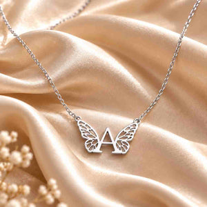 Personalized Initial Necklace for Women with Butterfly Design in Silver Featuring the Letter A
