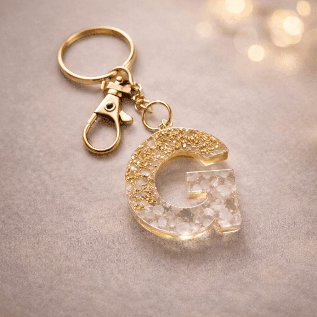 letter g resin keychain personalized in india
