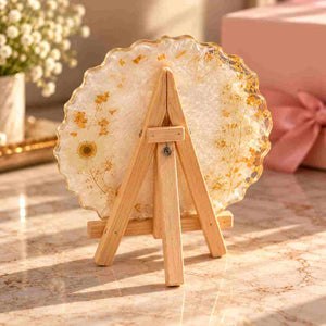 Personalized Resin Photo Frame with Floral Design in Clear Resin and Gold Accents