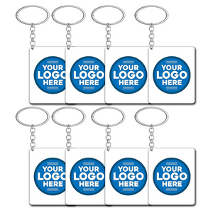 Customizable photo key chain with space for your logo and a sturdy metal keyring