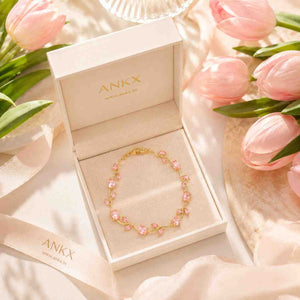 Tulip Bracelets in ANKX luxury gift box with pink tulips