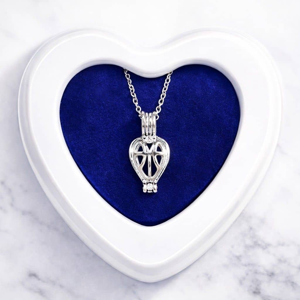 heart pendant wish pearl necklace gift for her